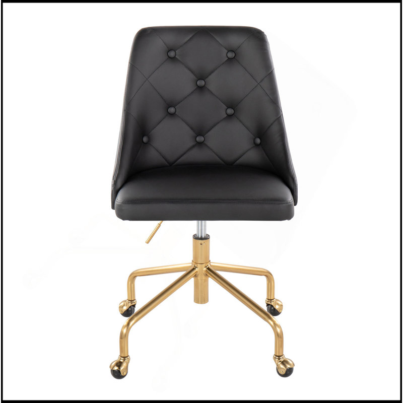 Chaise de bureau moderne et ajustable avec dossier ergonomique pour un confort accru, Noir, Doré