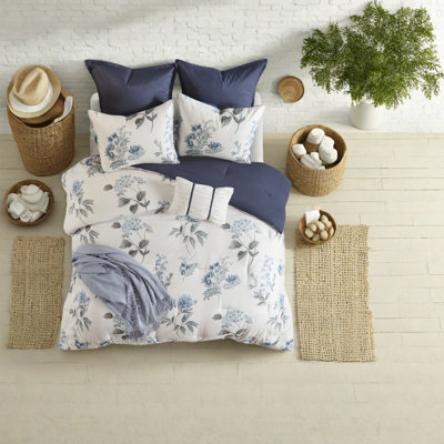 Ensembles de literie Farmhouse Blue Seersucker, confort en microfibre, style chambre à coucher chic