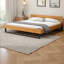 Structure de lit en bois de pin avec accents en fer - Finition naturelle et noire, assemblage facile-1681103813