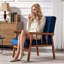 Fauteuil classique classique Mid-Century, bleu foncé-130219695