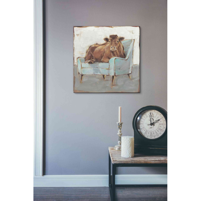 «Moo-ving In IV» par Ethan Harper, art mural sur toile, H 18 po x l 18 po x P 0,5 po