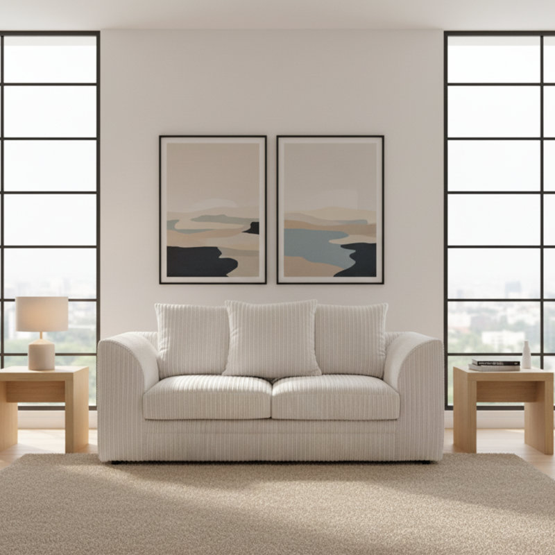 2 Seater Corduroy Sofa, Cream