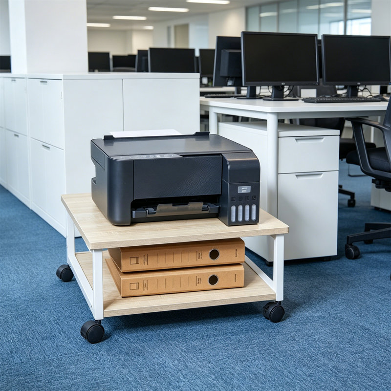 24cm H x 50cm W Printer Stand, Light Wood