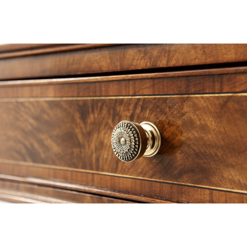 Regency Style Walnut and Brass Console Table with Storage