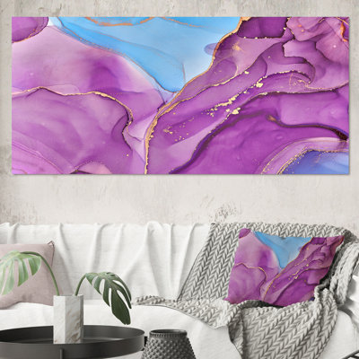 Art abstrait liquide rose et mauve II - reproduction sur toile