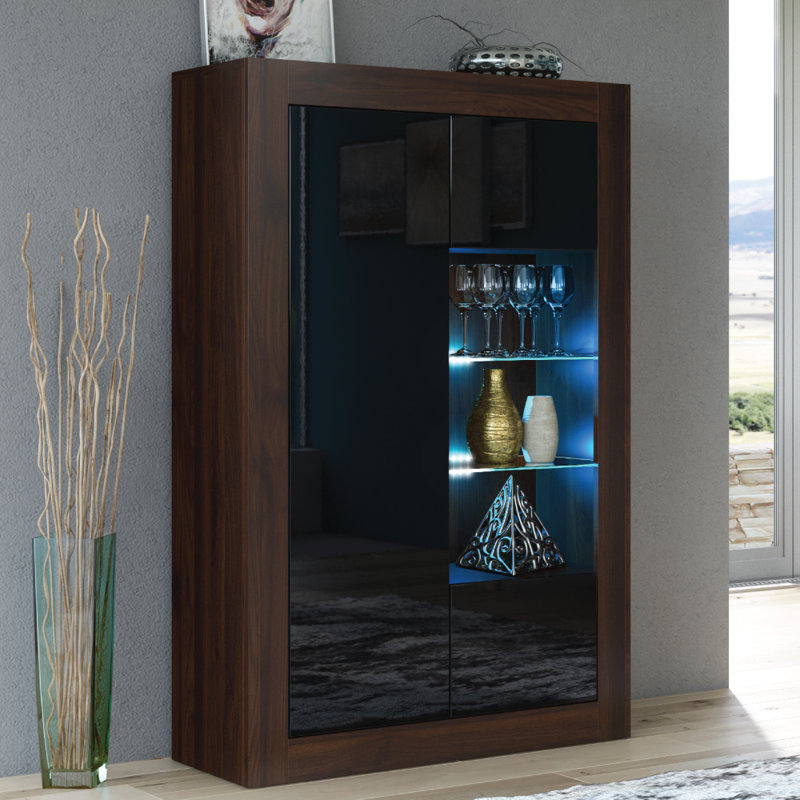 Bronya Display Cabinet, Walnut/Black