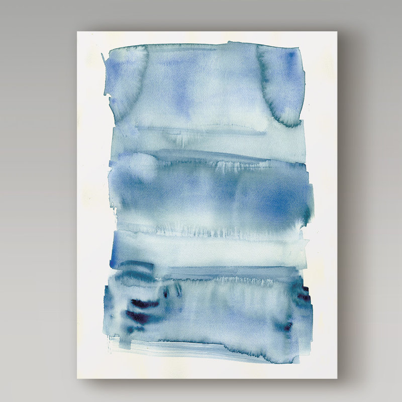 « abstract blue aquarelle », reproduction de peinture à l’aquarelle sur toile tendue, H 47 po x l 35 po x P 2 po