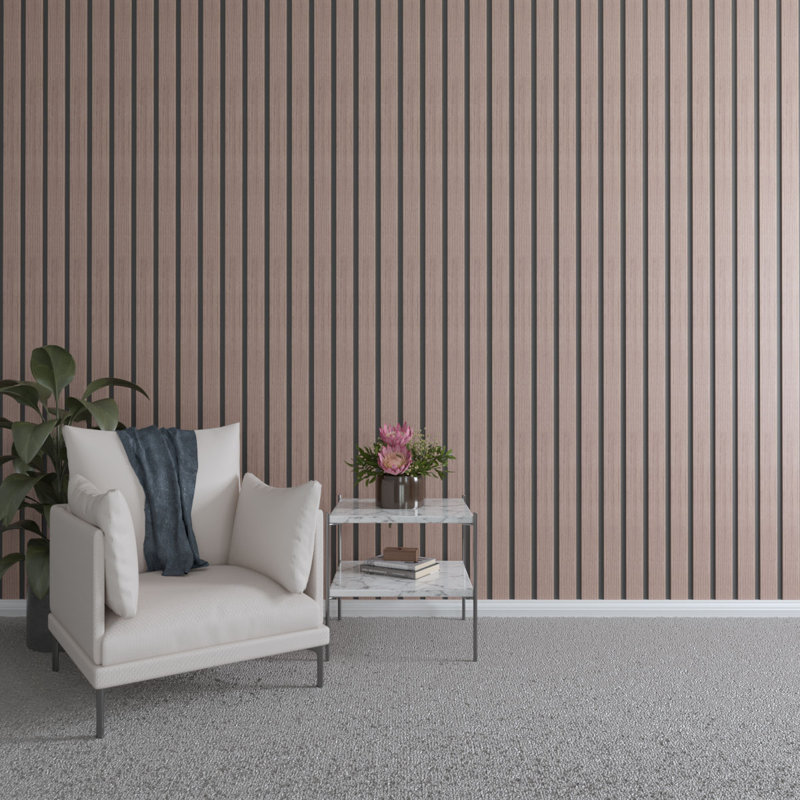 Adjustable Wood Slat Wall Panel Kit, 1"W x 94"H x 0.25"T, Walnut