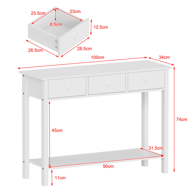 Console Table, 100cm: 3 drawers