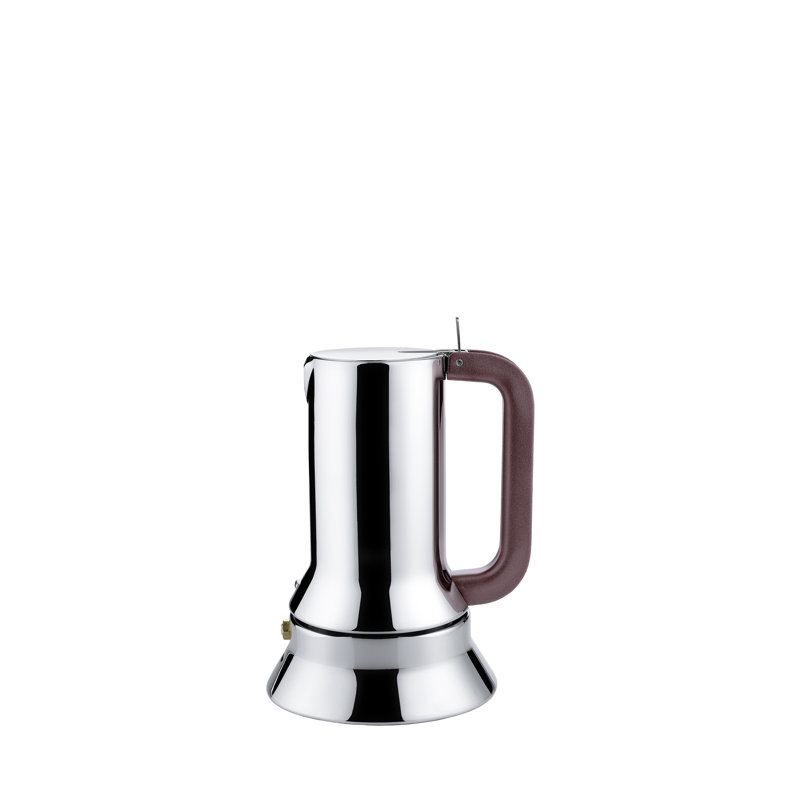 Stainless Steel 3-Cup Espresso Coffee Maker with Brown Handle