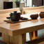 Modern Burlywood Rectangular Solid Wood Dining Tables-145271625