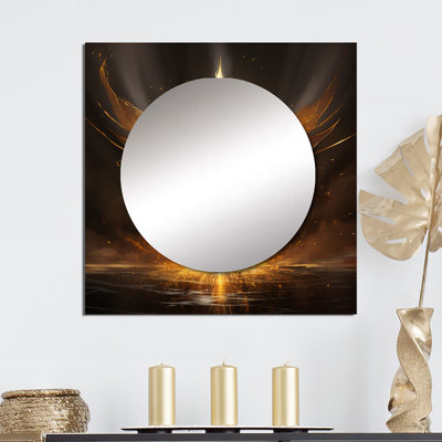 Glorious Ascending Golden Angel - Fashion Woman Square Living Room Wall Mirror Art