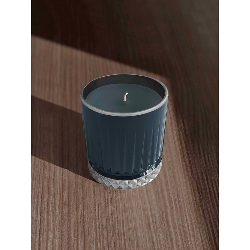 Bougie cylindrique sans parfum, Bleu foncé / argent