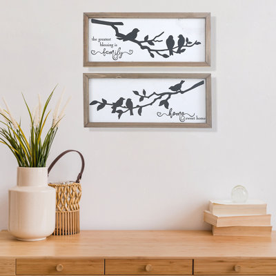 Ih Casadecor 3D Birds On Branch Framed On Canvas 2 Pieces Graphic Art -  iH casadÃ©cor, ME-3160(2)