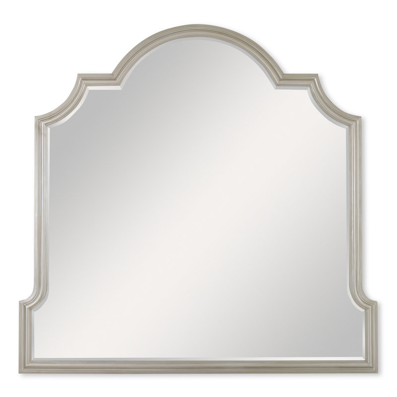 Grand Arched Silver Leaf Wood Wall Mirror