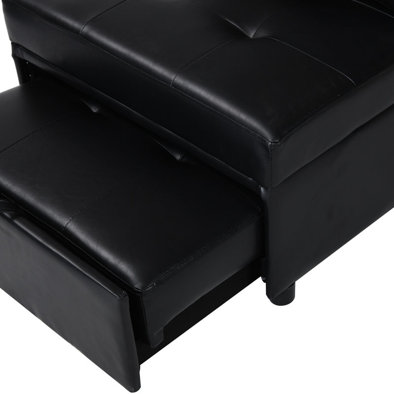 Lit pliant noir - Multifonctionnel pour tous les besoins. Option simple à conserver et à économiser de l'espace. Ergonomique digne de confiance. Fonctionne comme table à thé, fauteuil, lit simple. Cuir. Poids de 264 lb