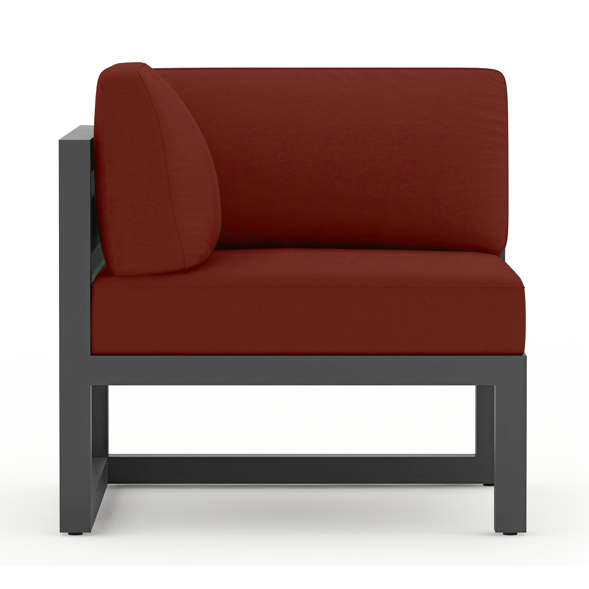 Smith Outdoor Corner Chair with Sunbrella Cushions, Canvas Henna, Slate