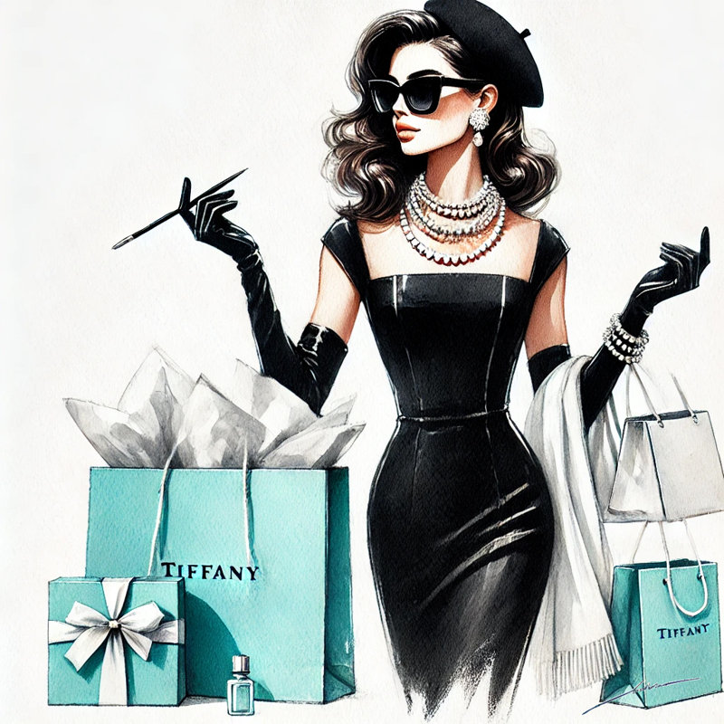 Parisian Elegance: Tiffany-Inspired Fashion Canvas Wall Art, 12" H x 12" W x 1" D