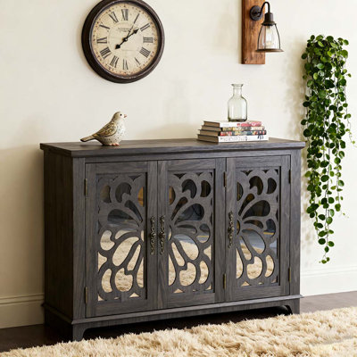 Sideboard with 3 mirrored doors adjustable shelves buffet cabinet