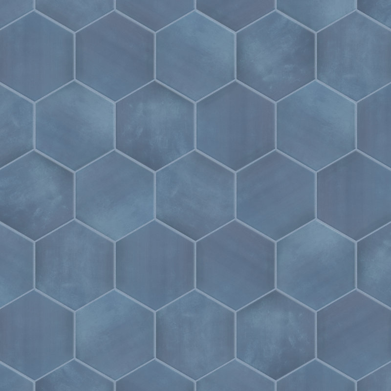 Horizon Hex 7-3/4" x 9"Porcelain Wall & Floor Tile, Blue