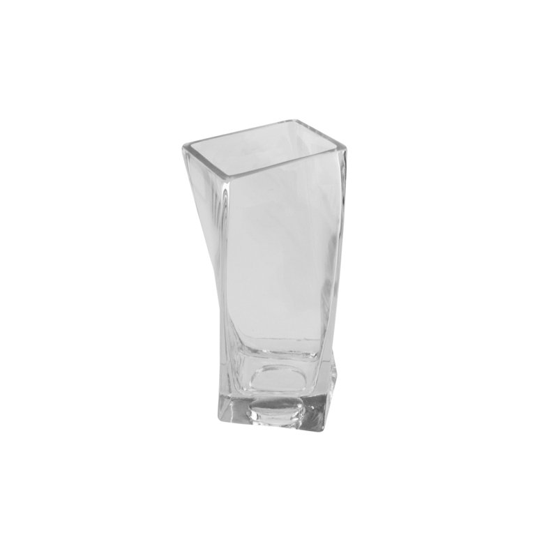 Dual Purpose Twisted Rectangular Transparent Glass Tea Light Candle Holder, 4.25" H x 3.25" W x 2.75" D