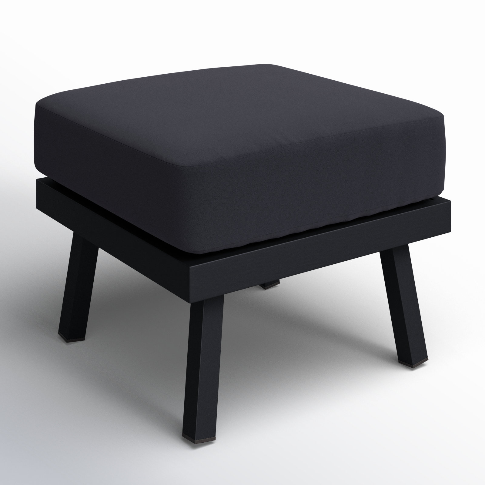 Armando Upholstered Outdoor Ottoman with Cushion, Black Sunbrella®, Black