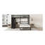 Lit superposé simple au-dessus de simple avec garde-robe intégré, lit superposé en métal avec lit gigogne, bureau pliable, échelles, conception à réduction de bruit, noir-444368621