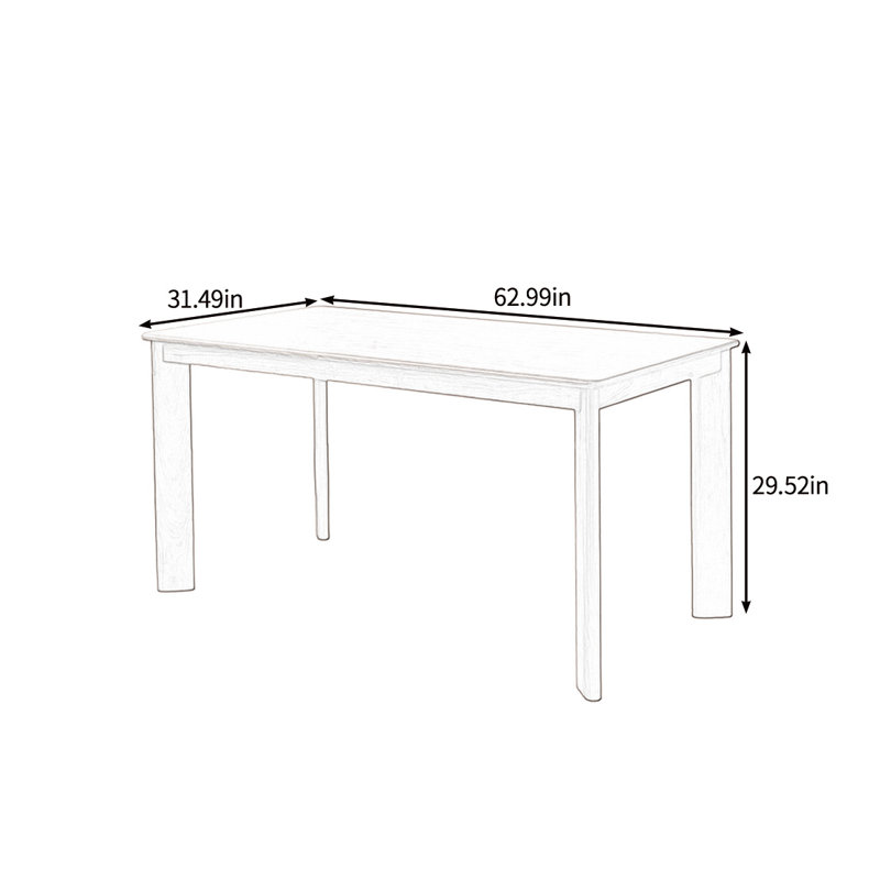 Solid wood dining table with solid weight, 29.52"H x 62.99"L x 31.49"W