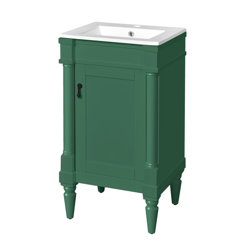 Meuble-lavabo 18 po avec lavabo en céramique pour petit espace, Vert