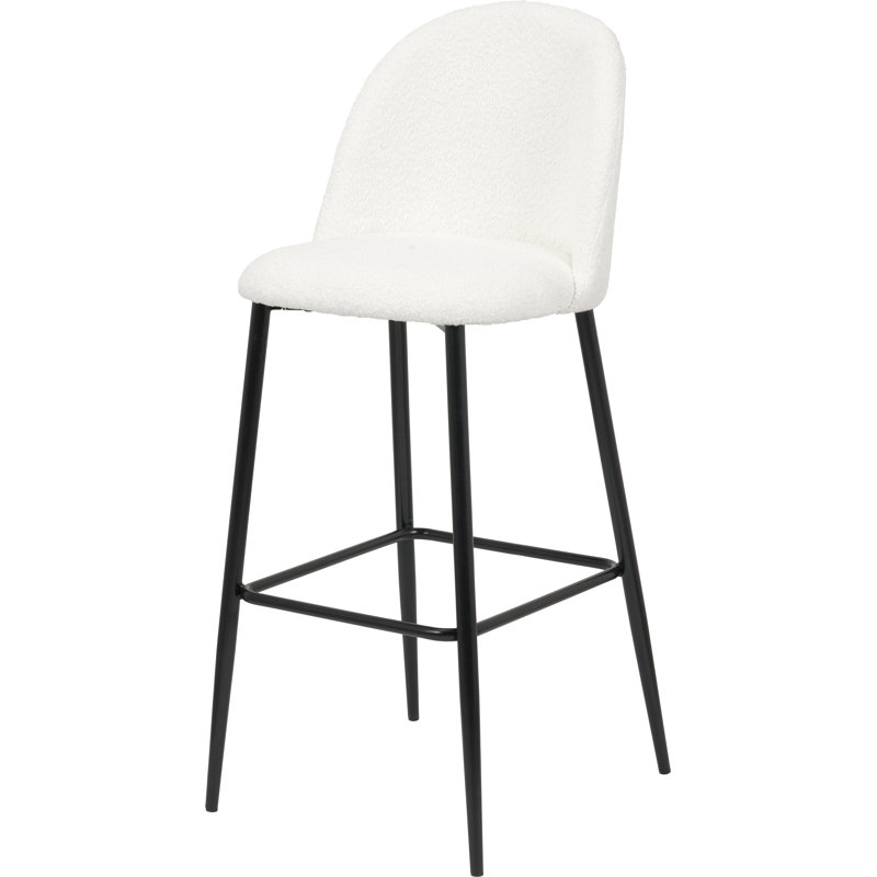 Upholstered Counter Stool with Metal Frame, White