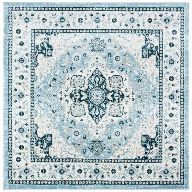 Delmer Performance Oriental Rug, Square 8'
