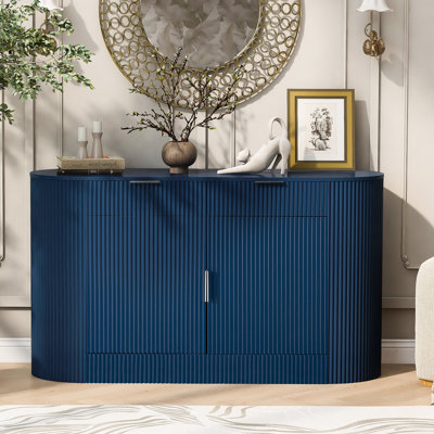 Armoire de rangement moderne avec 2 portes et 2 tiroirs, buffet en bois avec poignées en aluminium, armoire buffet pour le salon, la chambre à coucher, la salle à manger
