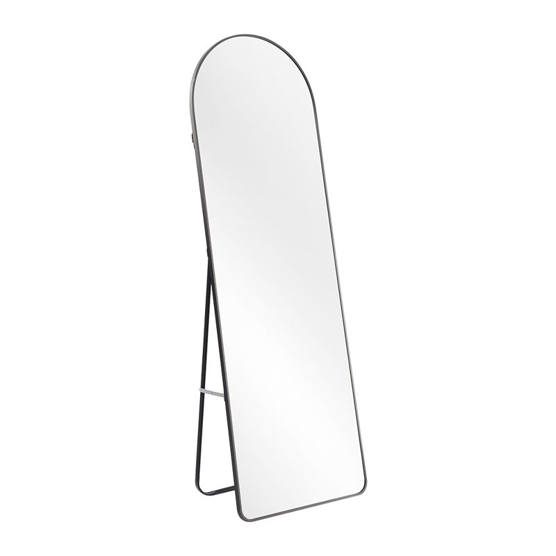 Metal Oval Mirror, Black, 120 cm H x 40 cm W
