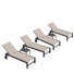 Chaise longue d'extérieur en métal résistante à la rouille avec table (ensemble de 4)