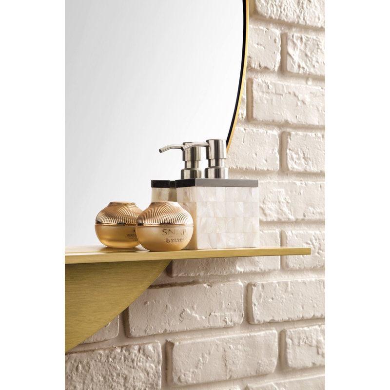 Platform Round Kiln Dried Hardwood Wall Mirror, Radiant Gold