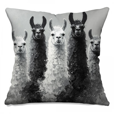 Coussins noirs et blancs Lamas