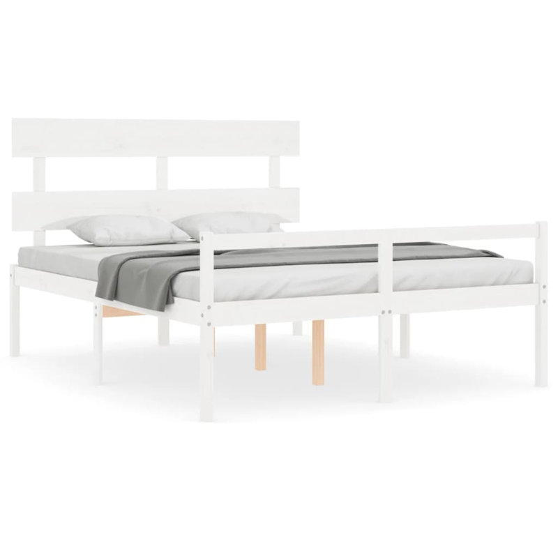 Bed Frame with Headboard, Small Double (4'), White