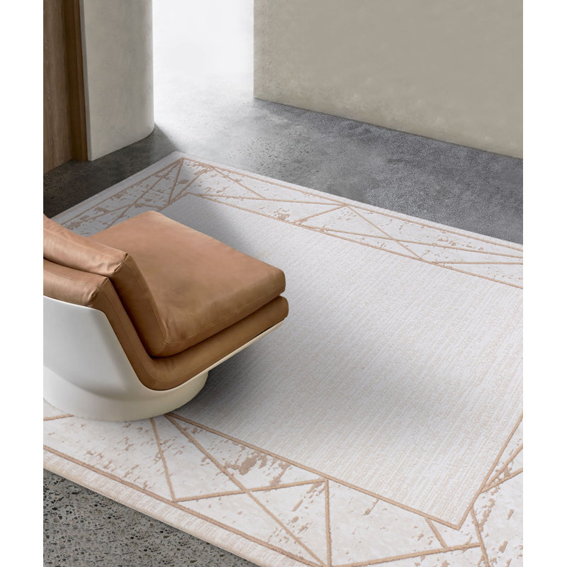 Tapis en acrylique à motif de vison rayé Acencion, Tapis de couloir 2 pi 8 po x 9 pi 11 po