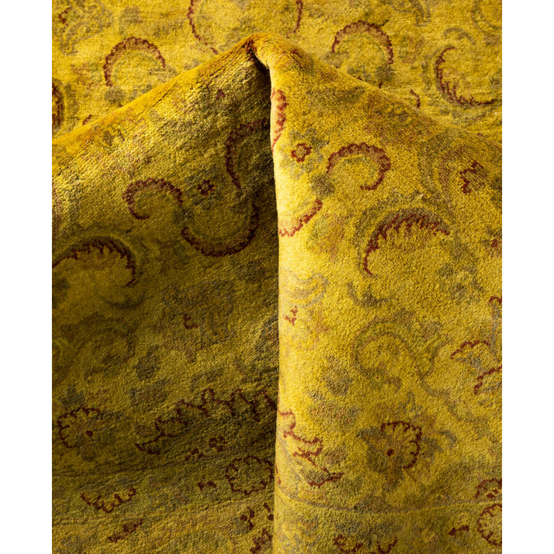 Overdyed Hand-Knotted Wool Modern-Contemporary Gold Area Rug 6' 1" x 6' 1"