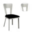 Chaise de salle à manger contemporaine en métal argenté 2 pièces Assise en microfibre noire