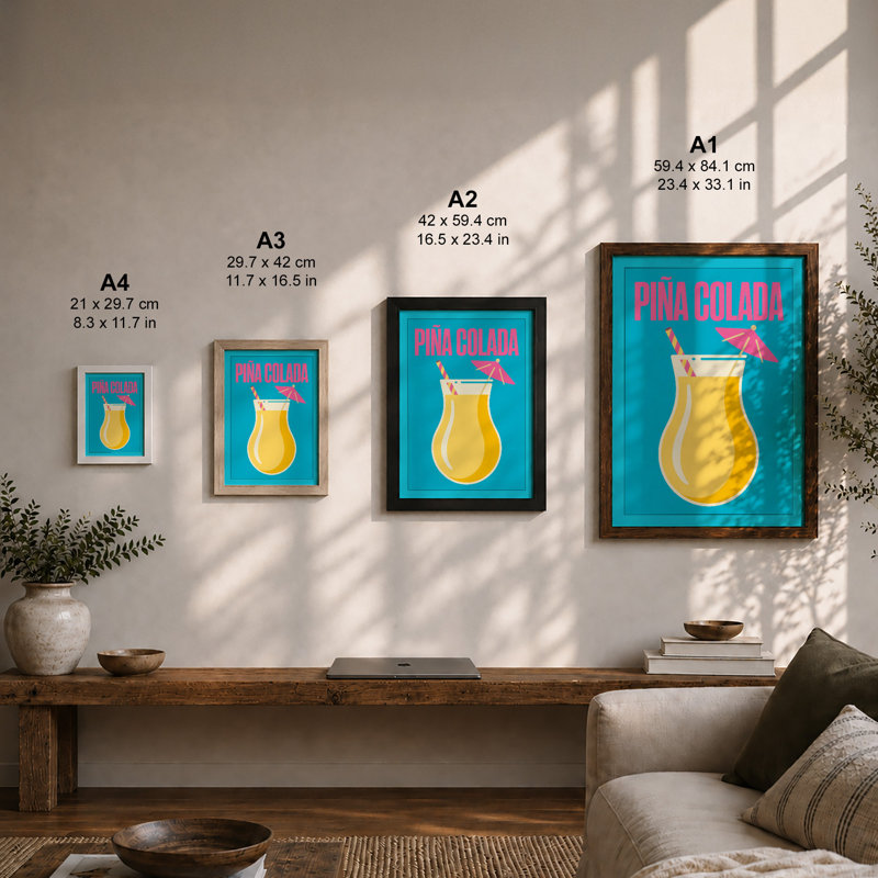 Piña Colada Dreams Retro - Framed Print, A1 - 84.1 x 59.4 cm, Unframed