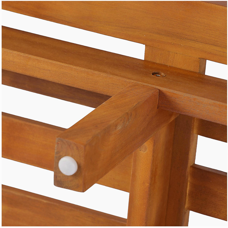 Ensemble de patio 2 pièces Mid-Century, causeuse en bois d'acacia et table basse à lattes avec coussins résistants aux intempéries