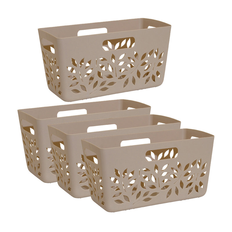 Rebrilliant Carveth Plastic Bin, Taupe Brown