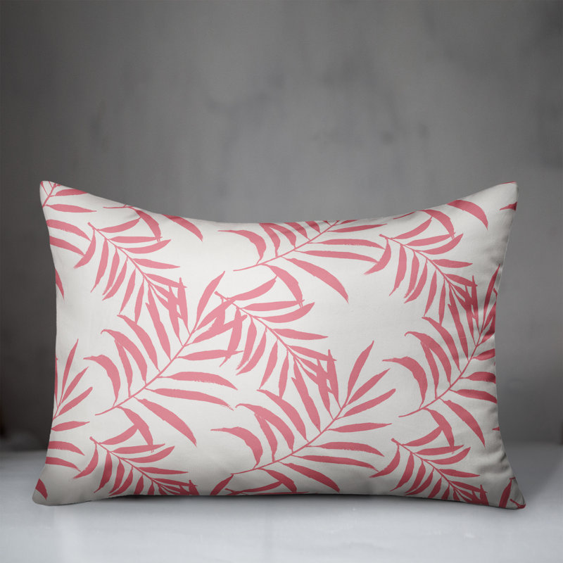 Floral Outdoor Reversible Throw Pillow, Pink, 14"H x 20"W
