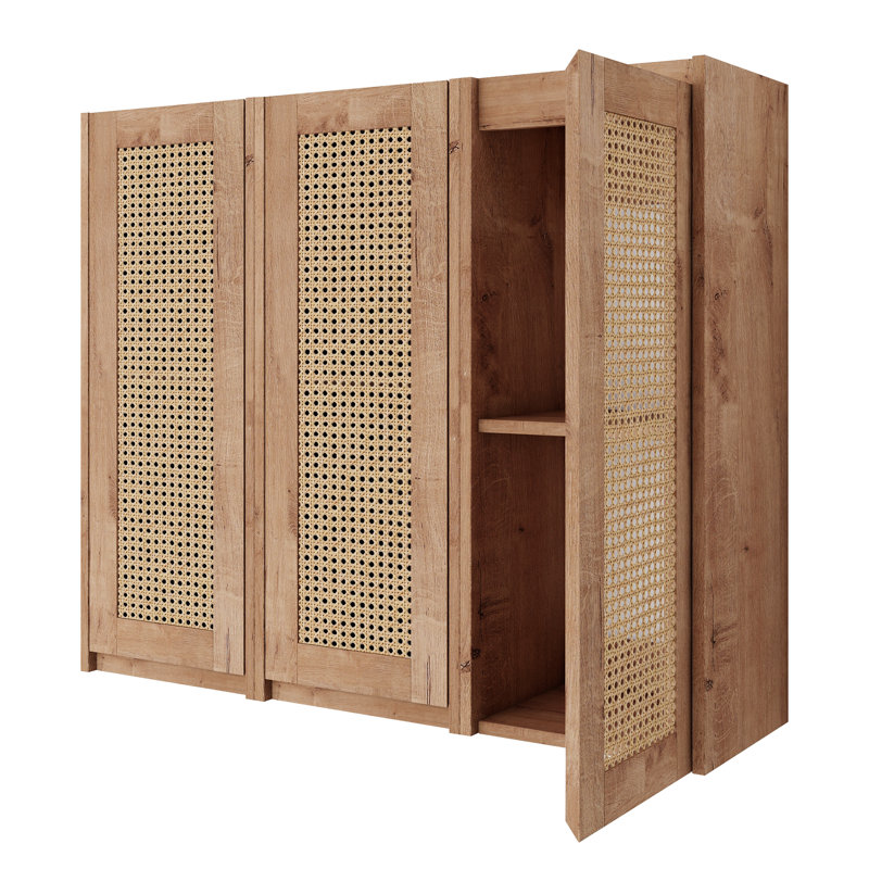 Armoire latérale de salle de bain 3 portes, charnières à fermeture douce et solution d'organisation murale moderne et élégante