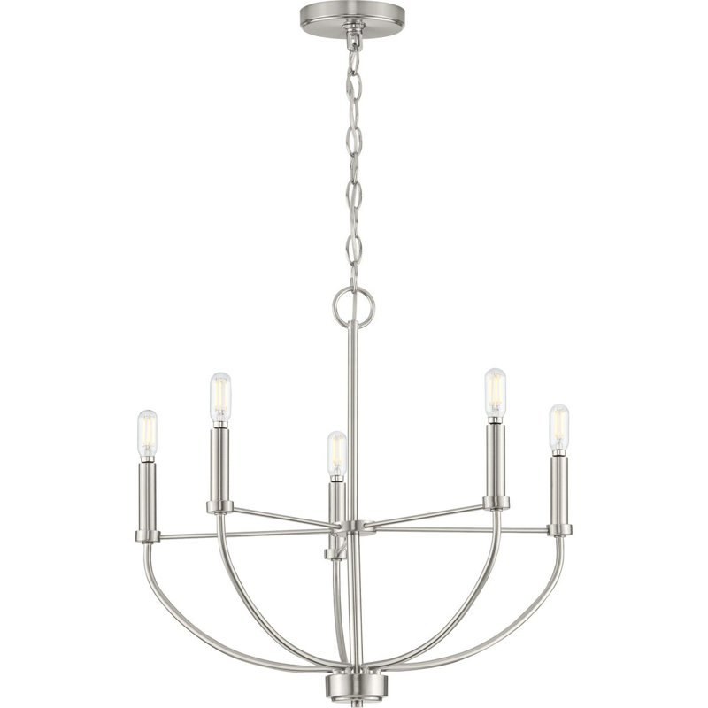 5 - Light Dimmable Classic / Traditional Chandelier, Brushed Nickel