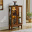 Vitrine lumineuse Cabinets, brun noyer, uni & amp; Bois composite, dossier en miroir, tablettes réglables | Traditionnel | Salon-1791286180