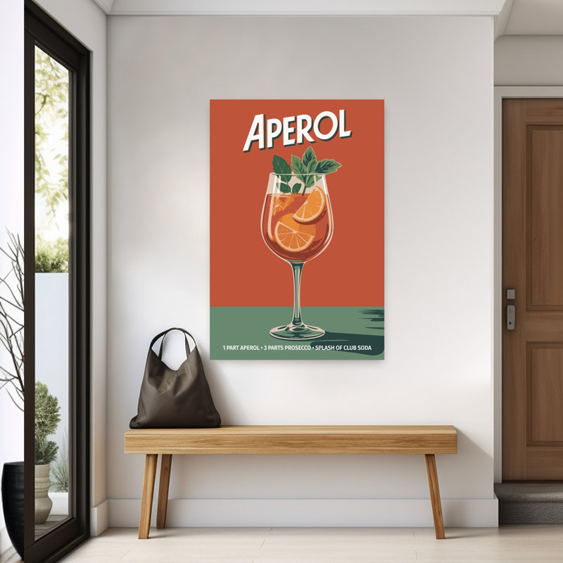 «Retro Orange Cocktail», art mural rétro rétro coloré, H 60 po x l 40 po