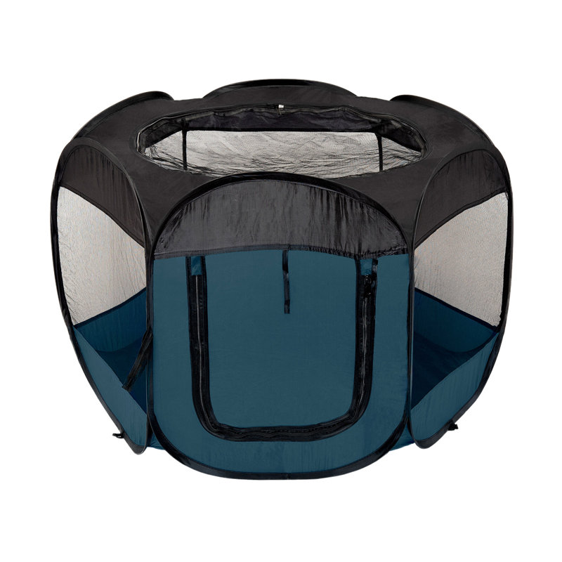 Panel Mesh Pet Playpen With Door, Sailor Blue, 23.75" H x 37" W x 31" D