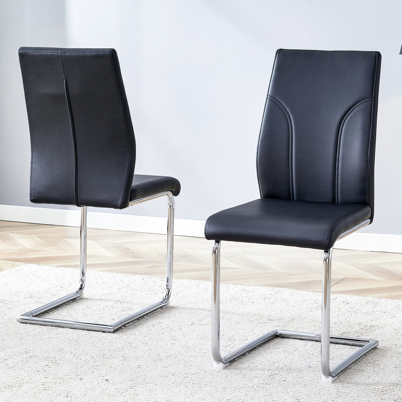 2 chaises de salle à manger en noir, siège à haut dossier et chaise en PU, convient à la pièce, à la cuisine, à la méthode d'assemblage rapide noir, sièges couverts avec pieds stables, idéal simple